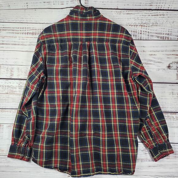 LL Bean Plaid Multi Colored Button Down Flannel Shirt Men’s Sz L 228061 - Picture 2 of 7
